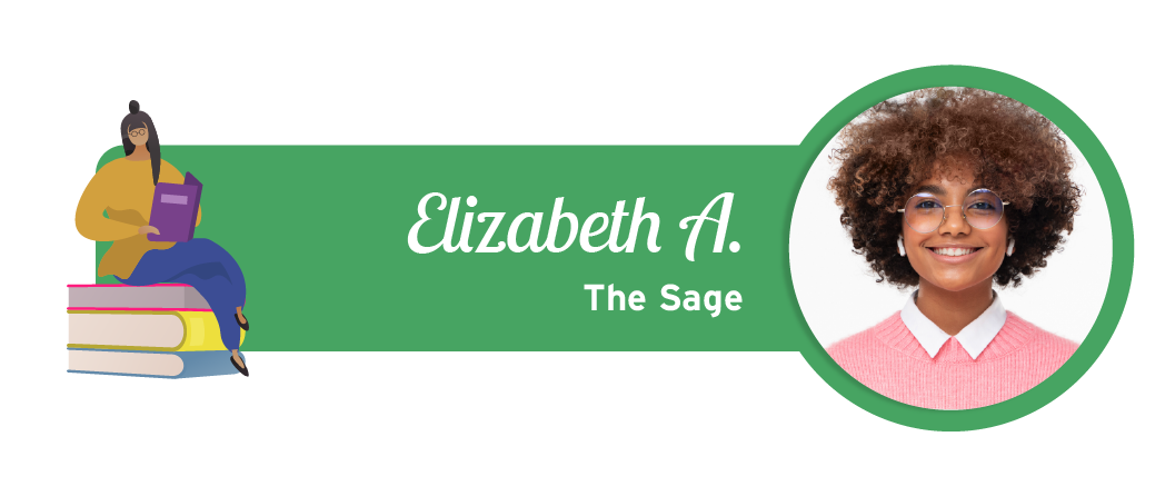 'The Sage' archetype with an illustration of a person reading a book