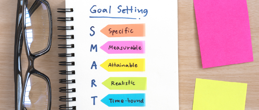 SMART goal-setting technique illustrated with colorful sticky notes for a clear and actionable approach