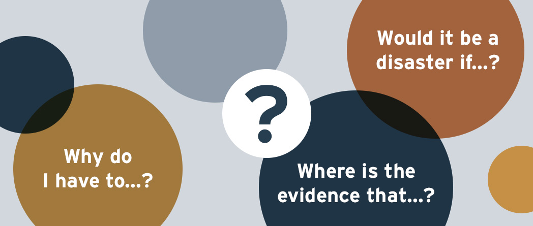 diagram of Socratic questioning in CBT to challenge negative assumption