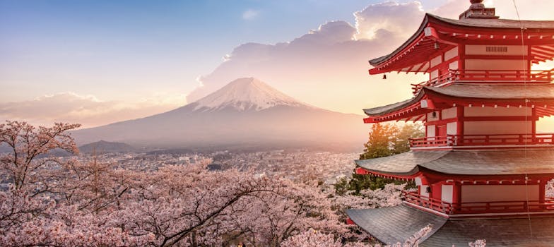 Friedvolle japanische Landschaft als Symbol für Sinnsuche