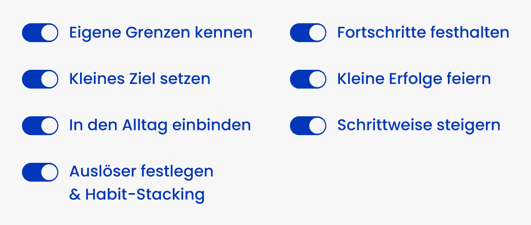 Checkliste für Mikro-Gewohnheiten mit Schaltern für den Alltag